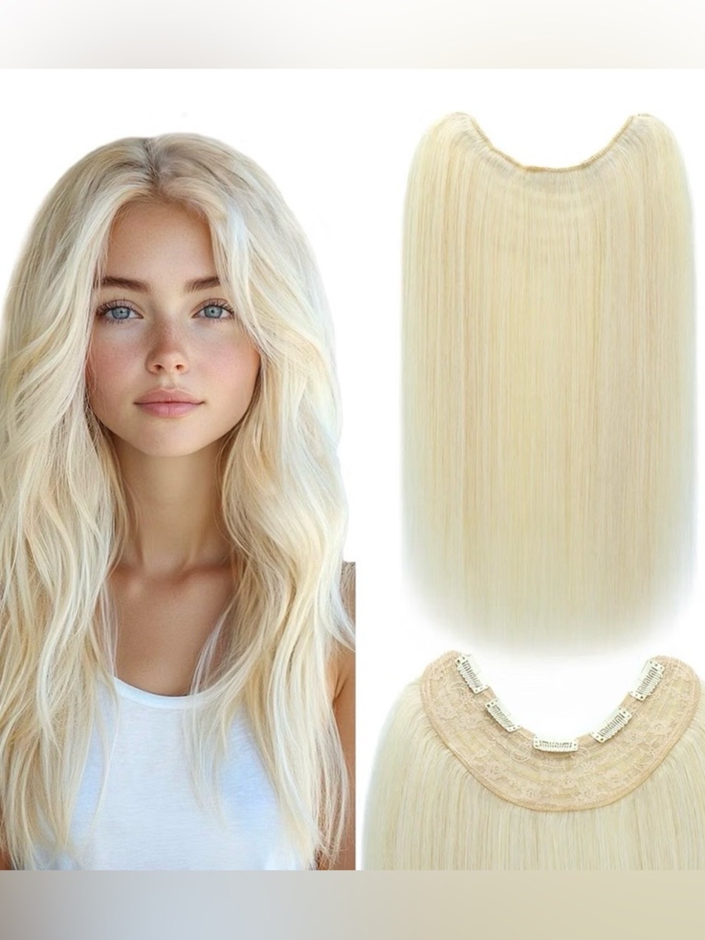 Platinum Blonde Human Hair Clip In 22 Inch Hair Extensions